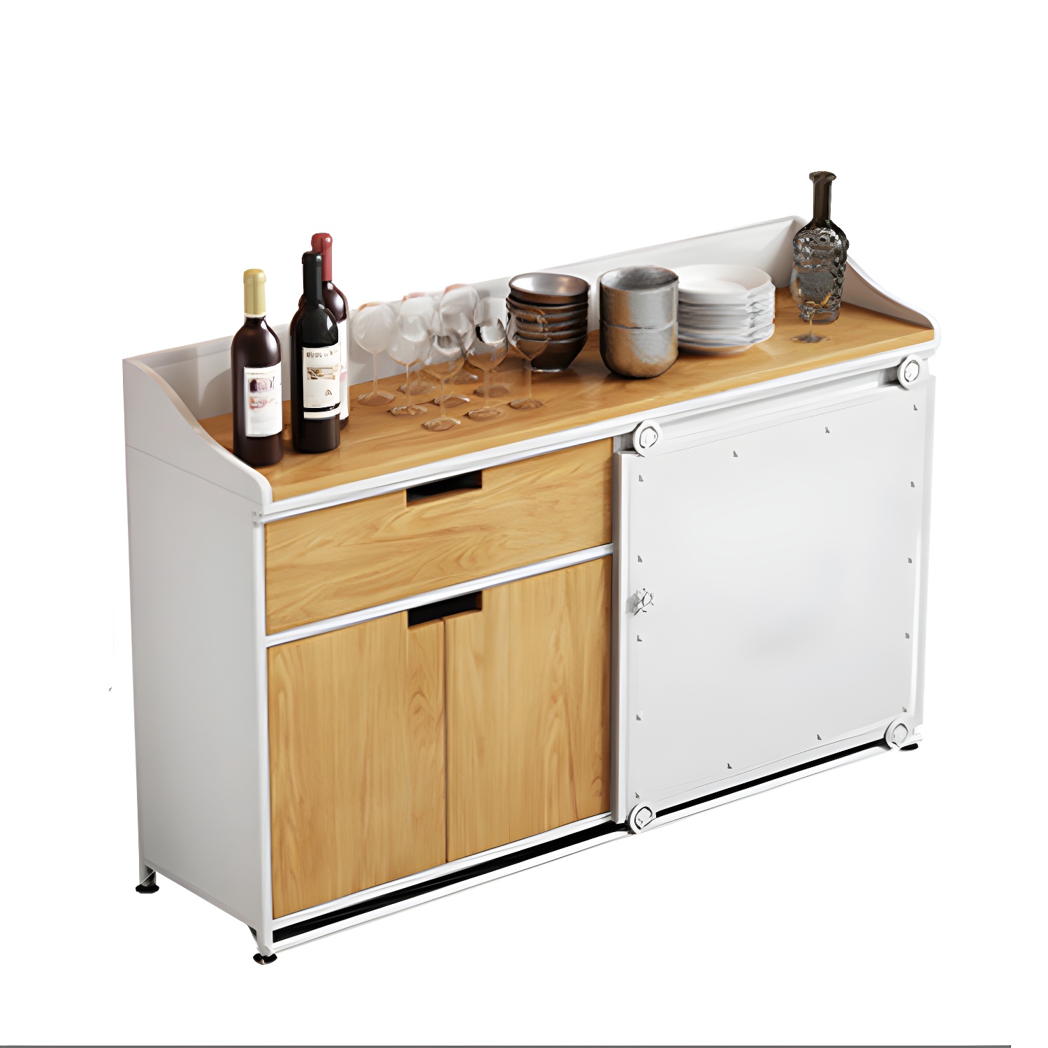 Modern Style Side Board Metal Sideboard with Sliding Door for Kitchen - image 4