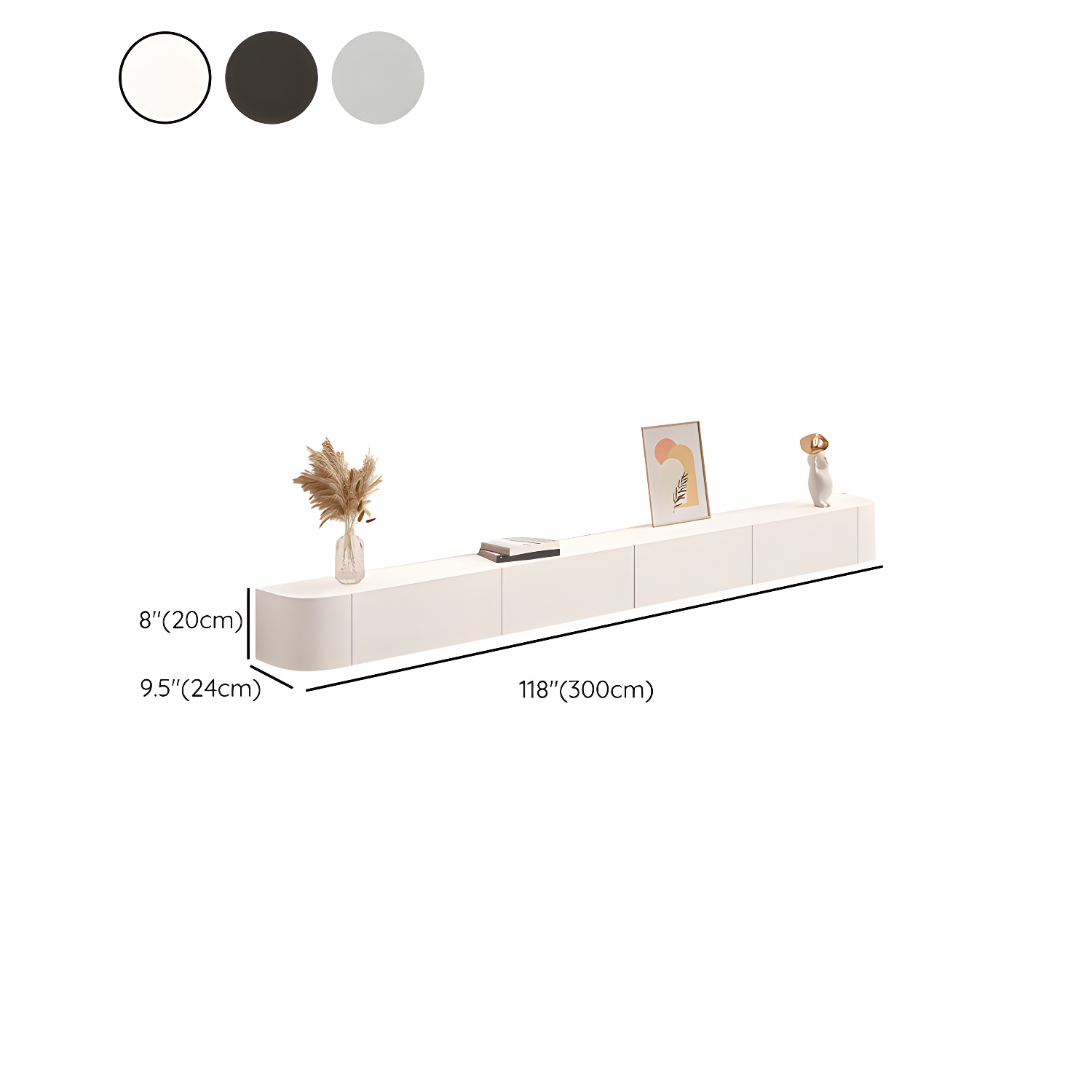 Contemporary Solid Wood Wall-mounted TV Media Stand with Drawers - image 20