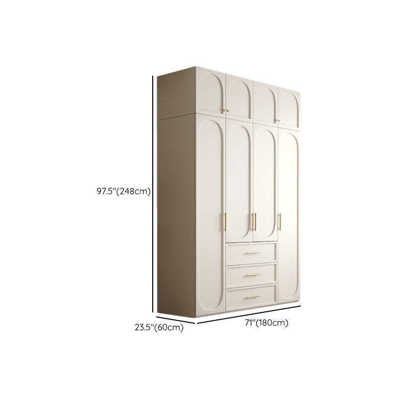 White Minimalist Manufactured Wood Wardrobe Closet with 3-Drawer, Soft Close Door, Interior Shelves, and Clothing Rod - image 19