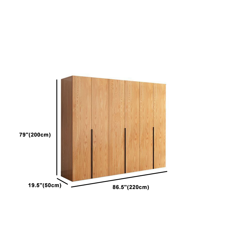 Natural Wood Freestanding Wardrobe Closet with Natural Doors - image 17