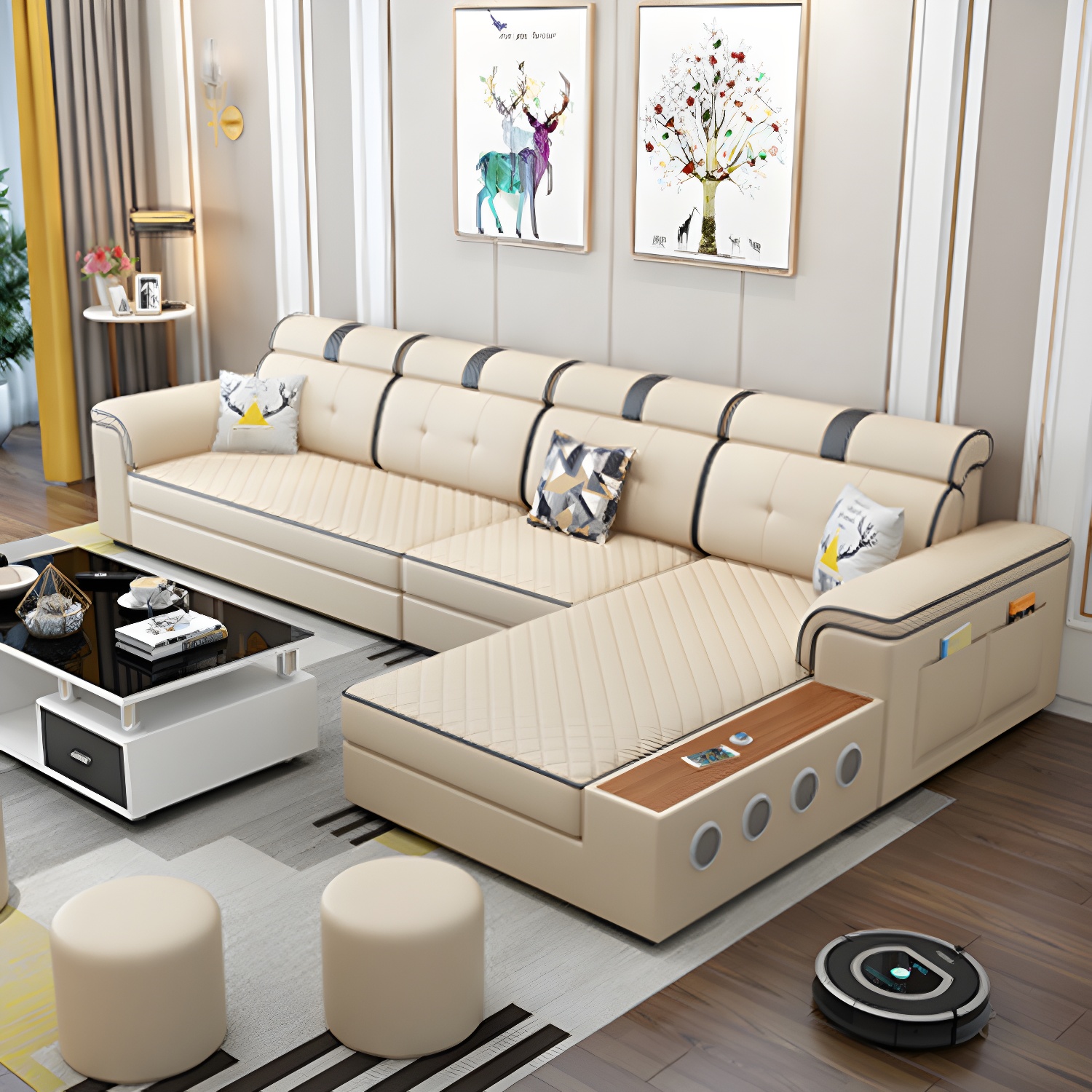 Modern Faux Leather Sofa Stain-Resistant Pillow Top Arm Furniture Sectionals - image 8