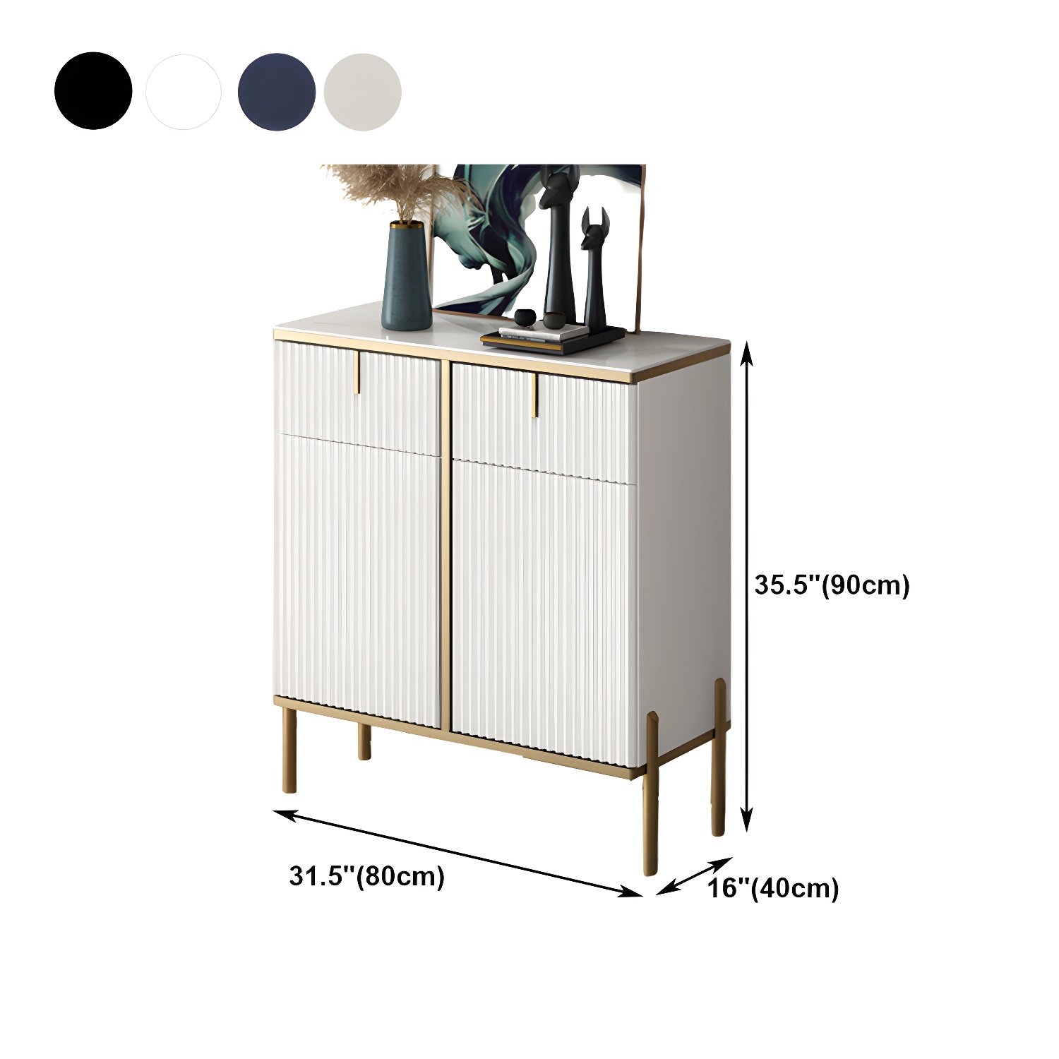 Glam Style Buffet Sideboard Sintered Stone Top Server with Door and Drawer - image 15