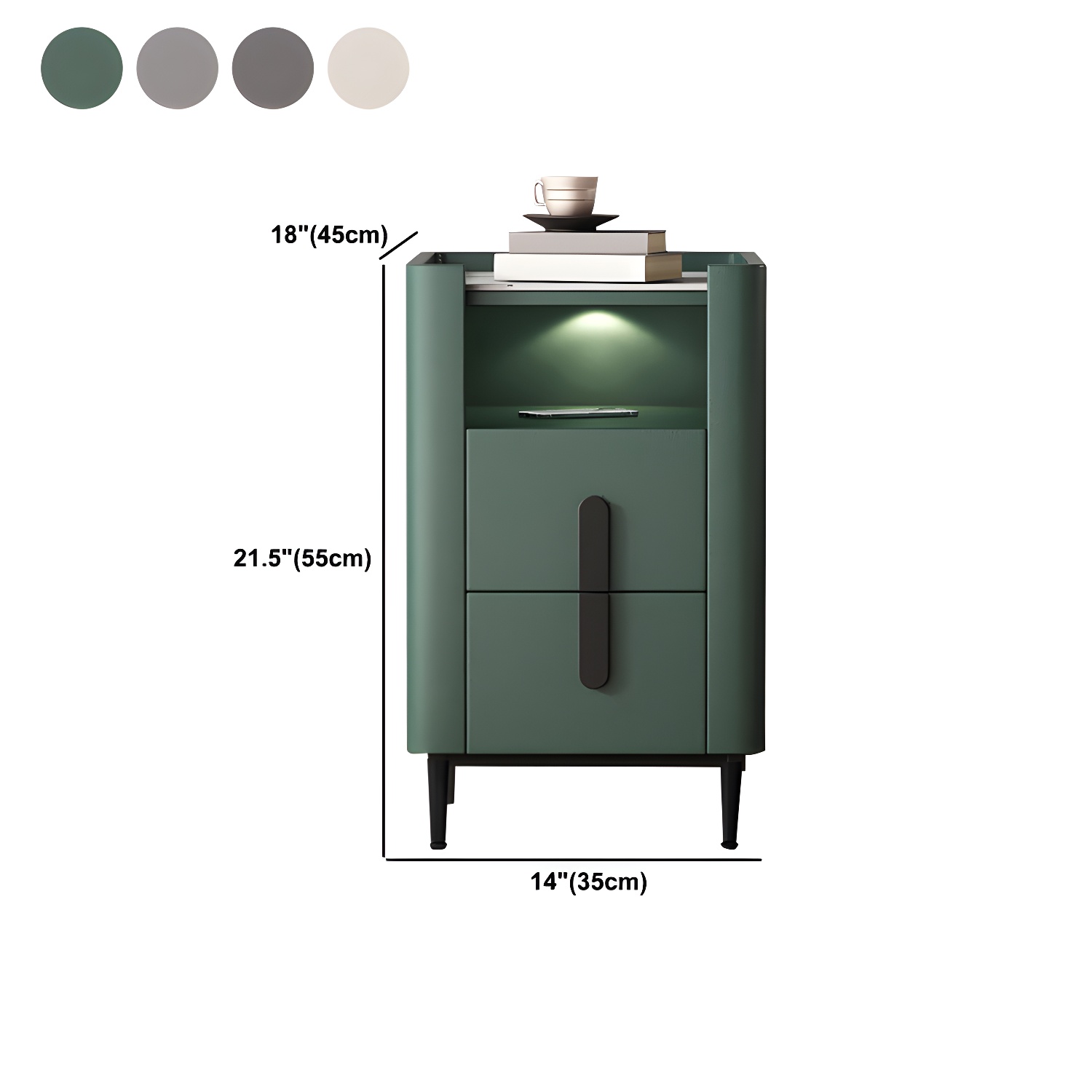 2-drawer Nightstand 21.65" Tall Lighting Station Bedside Cabinet - image 14