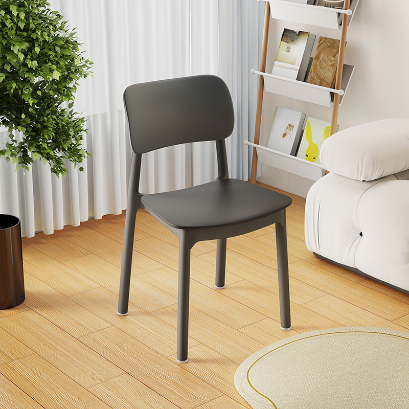 Art Deco Parlor Side Chair with Ventilated Back, Ink/Dark Gray/White Synthetic Material Legs, Pile-upon-able, and Foot Pads - image 4