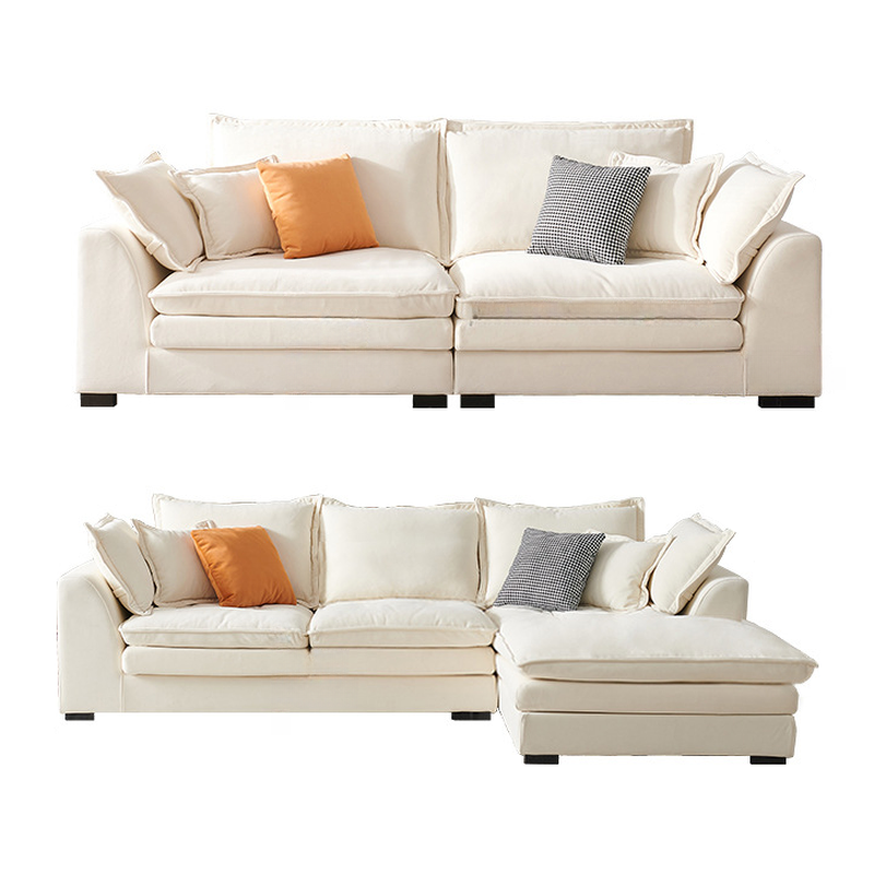 Minimalist Straight/L-Shape Horizontal/Right Sofa Couch /Sofa Chaise in Cream with Concealed Support - image 5