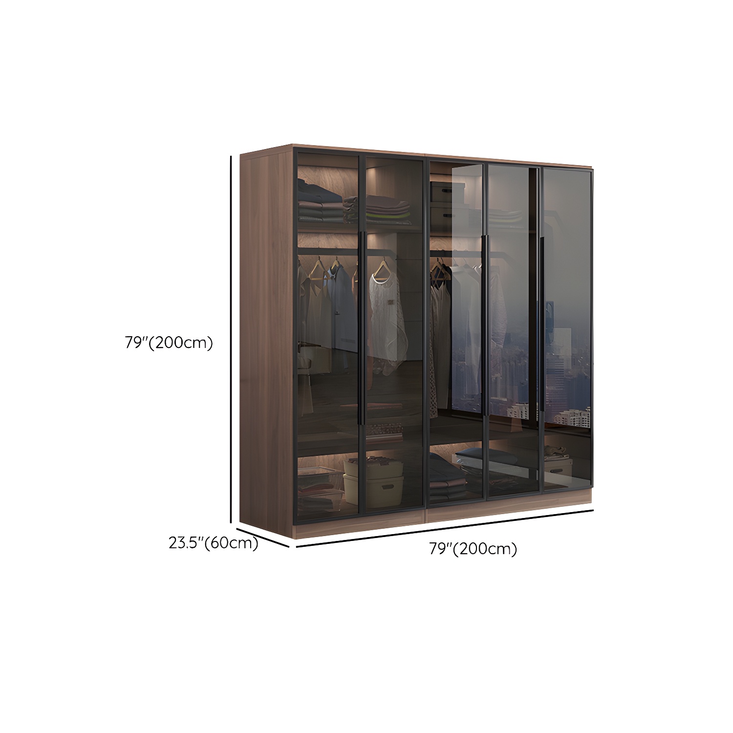 Engineered Wood Armoire Modern Brown Wardrobe Closet with Garment Rod - image 12