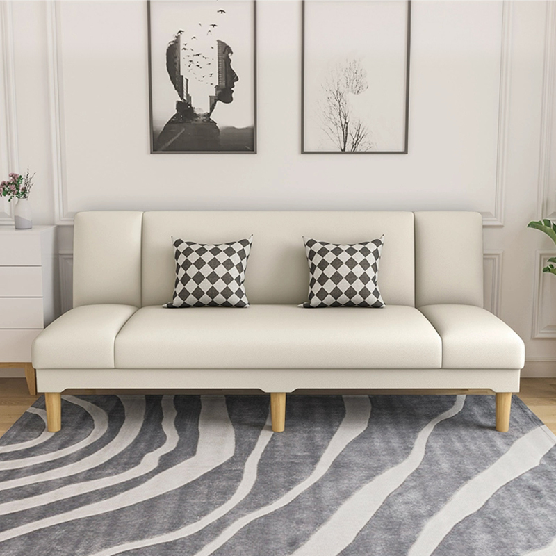 Scandinavian Armless Sleeper Sofa, Light Wood, Foam Filling, Includes Pillows - image 12