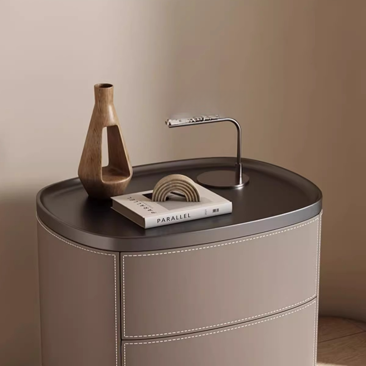 Contemporary 2 Tiers Drawer Storage Bedside Table with Real Wood Countertop - image 15