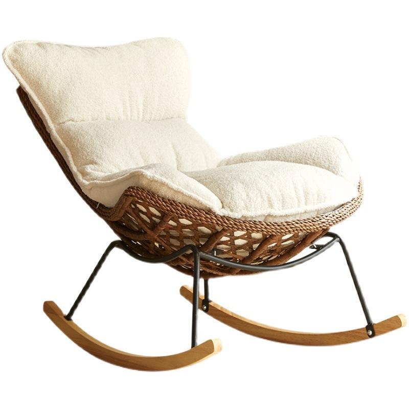 Traditional Armless Design Indoor Rocking Chair with rattan Frame and Nature Wood Legs - image 25