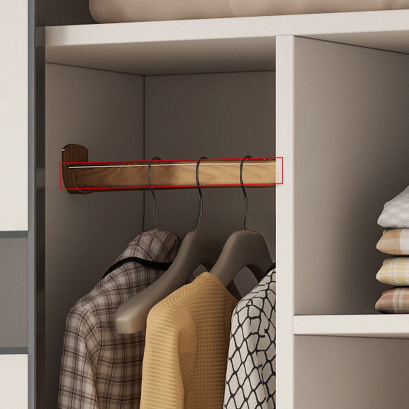 Chalk Nordic Timber Wardrobe with 3 Drawers, Self-supporting Design, Soft Close Door, and Clothing Rod - image 6