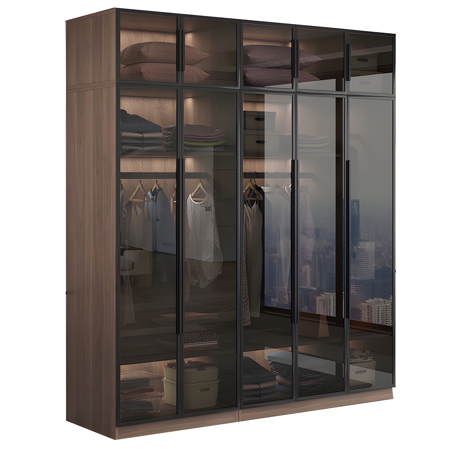 Engineered Wood Armoire Modern Brown Wardrobe Closet with Garment Rod - image 5