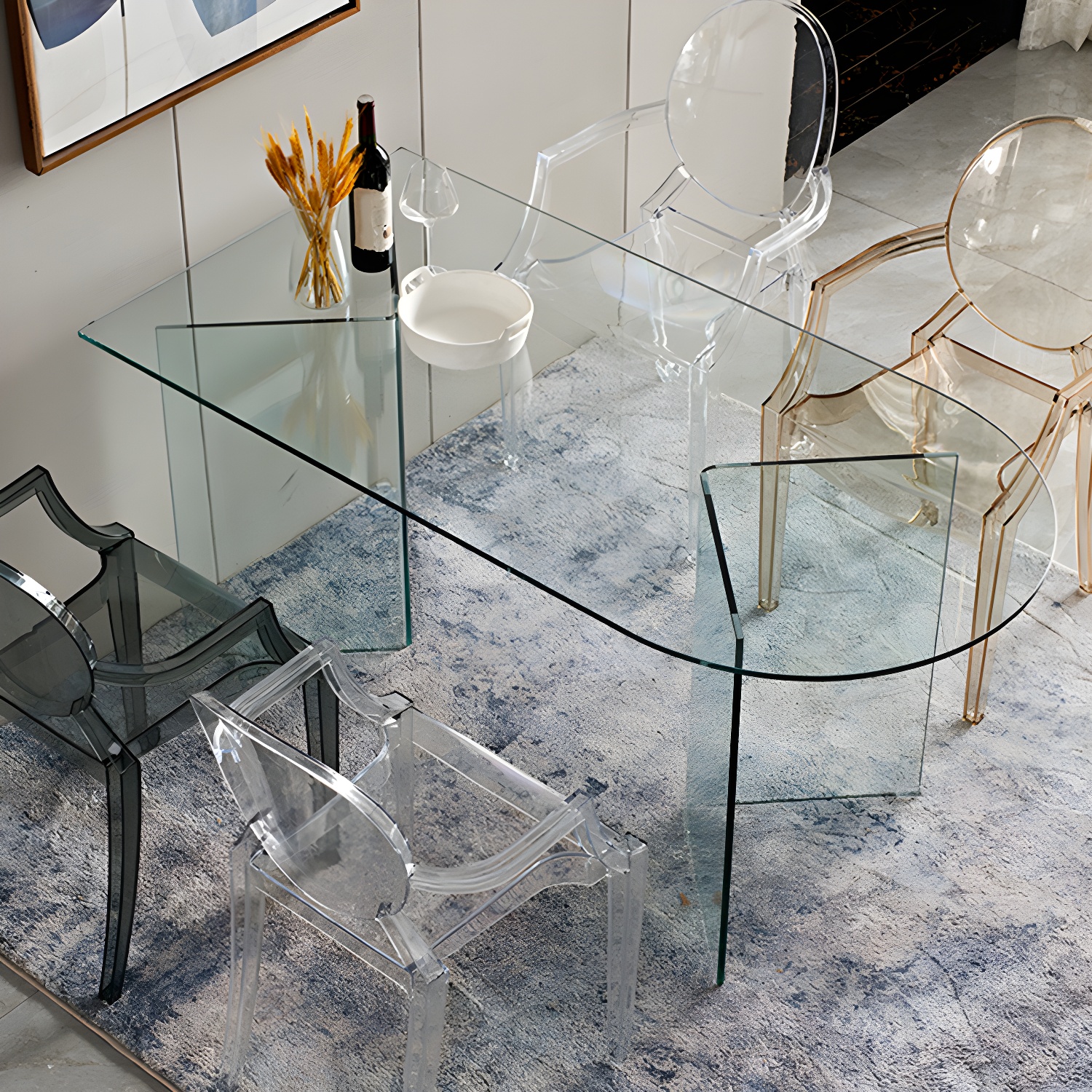 Modern Tempered Glass Dining Table Glass Base for Dining Room - image 3