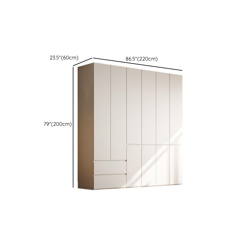 Chalk Modern Natural Wood Standalone Almirah with Soft Close Drawer, Interior Shelves, and Hanging Rod - image 15