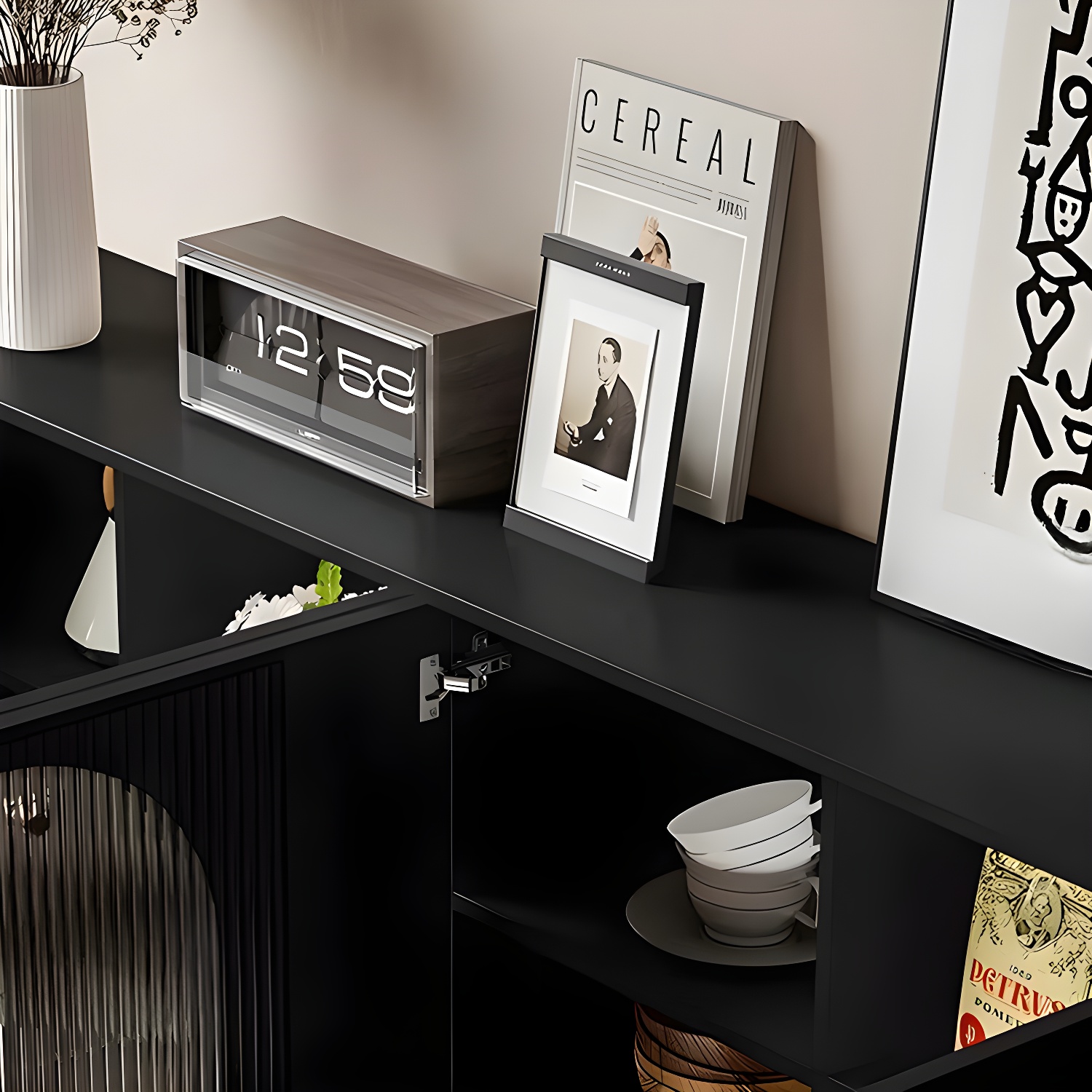 Modern Wooden Sideboard with Glass Doors and Adjustable Shelving - image 7