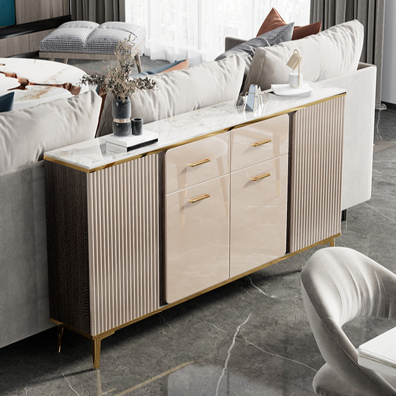 Luxury Off White Sideboard with Faux Marble Countertop and Standalone Design - image 4