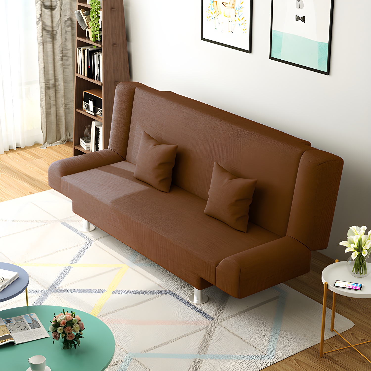 Modern Linen Sofa 23"W Tight Back Armless Couch for Living Room