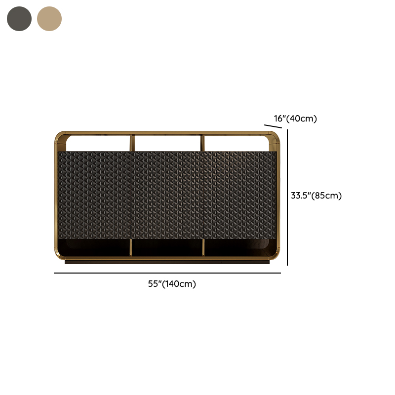 Self-supporting Metal Framed Wood Sideboard with Extreior 3 Shelves and a Counterboard in a Lavish Style - image 8