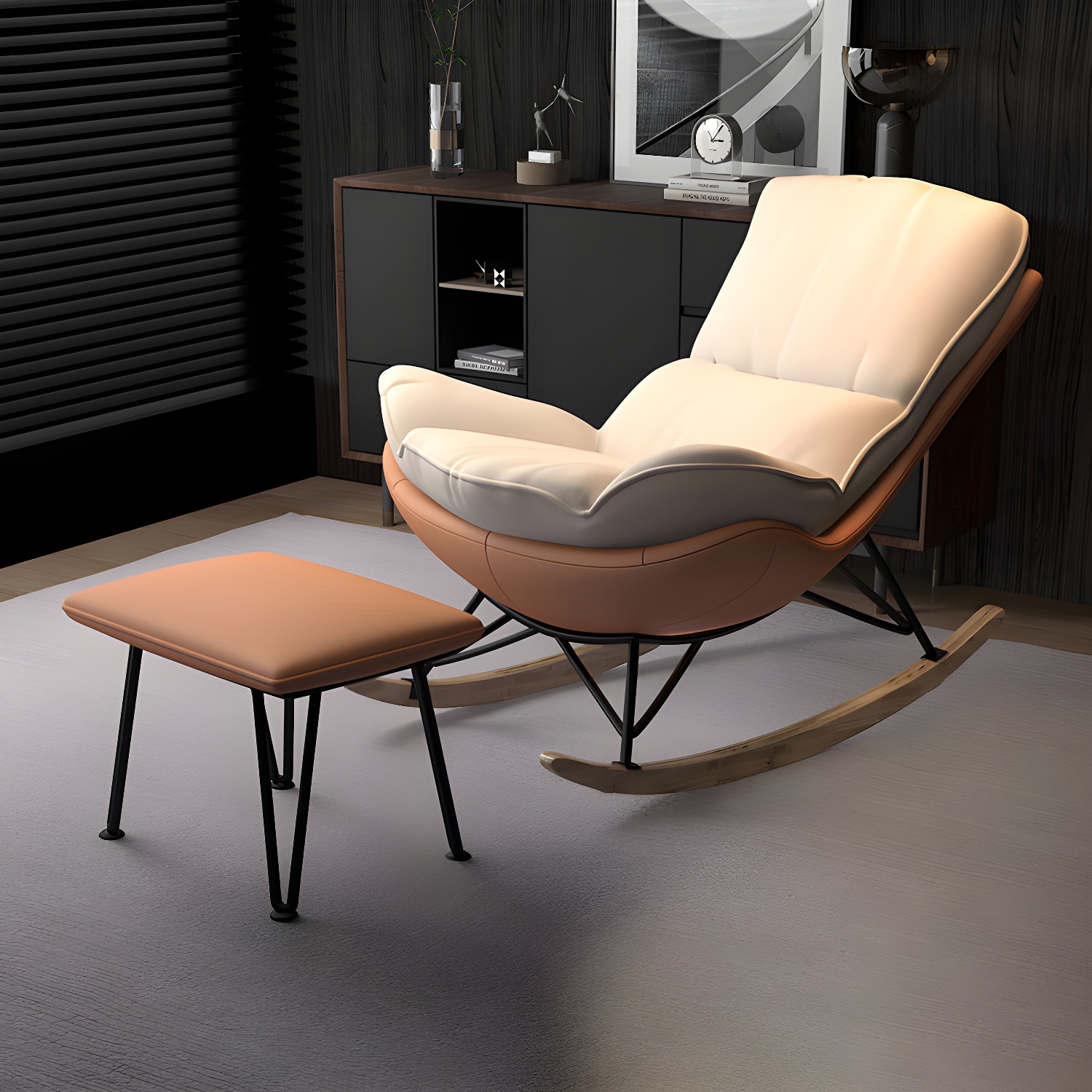 Modern Tufted Cushions Glider Spindle Children Glider with Ottoman - image 7
