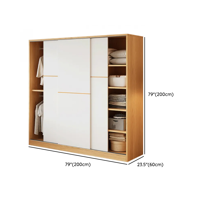 White Minimalist Manufactured Wood Independent Wardrobe Closet with Soft Close Door, Interior Shelves, and Clothing Rod - image 6