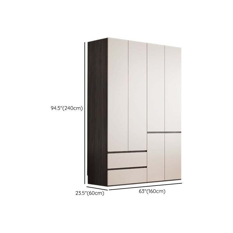 White Minimalist Manufactured Wood Independent Wardrobe Closet with Soft Close Drawer, Soft Close Door, and Interior Shelves - image 13