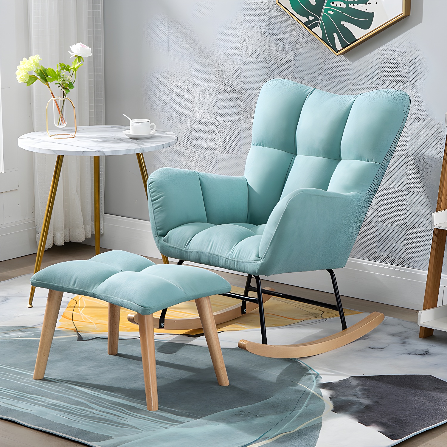 Simple Nordic Style Rocking Chair Balcony Lounge Recliner Sofa Rocking Chair - image 5