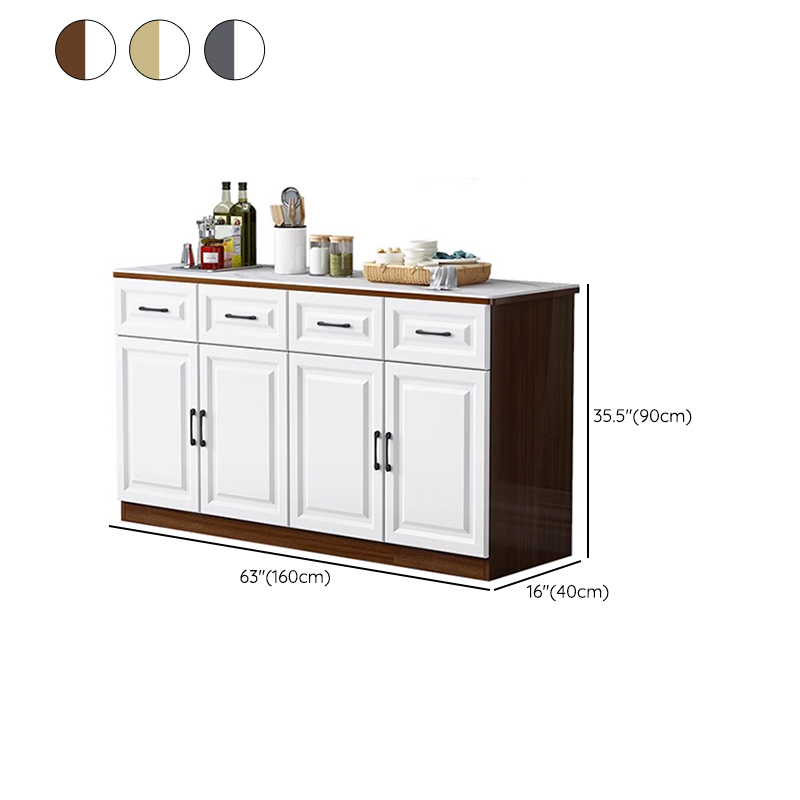 Natural Finish/Light Wood/Ashen Wood Floor Sideboard with Countertop and Kitchen Appliance Storage - image 17