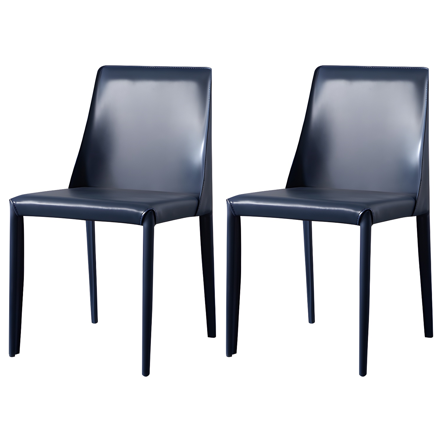 Solid Back Armless Dining Chairs Indoor Leather Side Chairs with Metal Legs - image 3