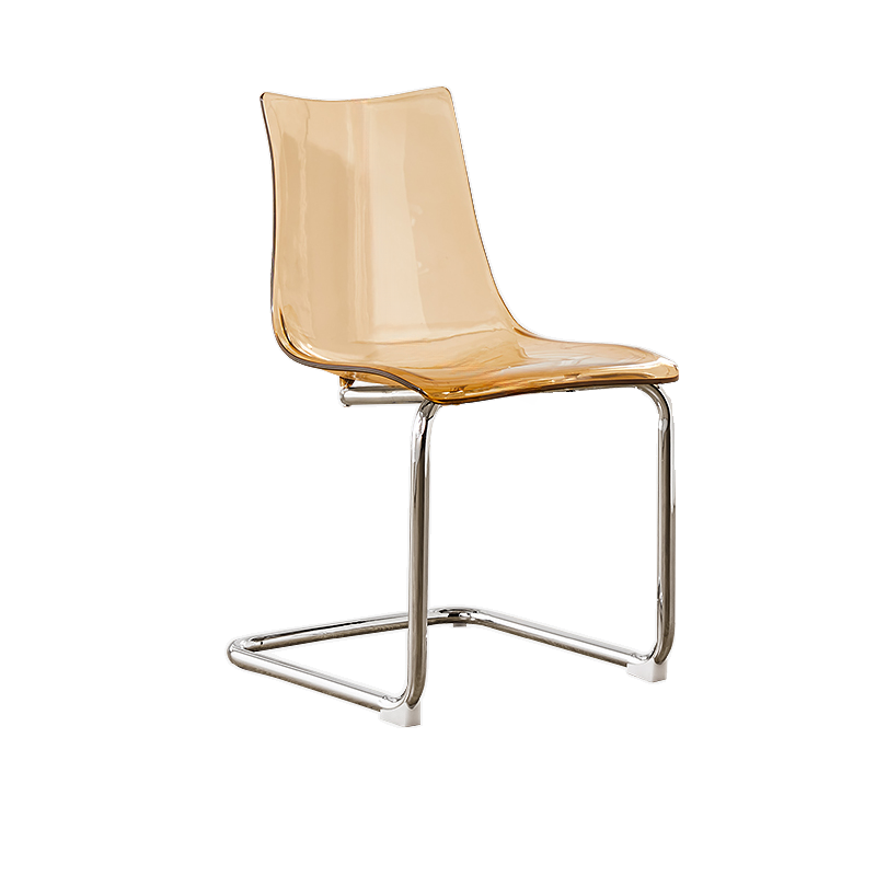 Art Deco Home Side Chair with Solid Back Panel, Metallic Metal Legs