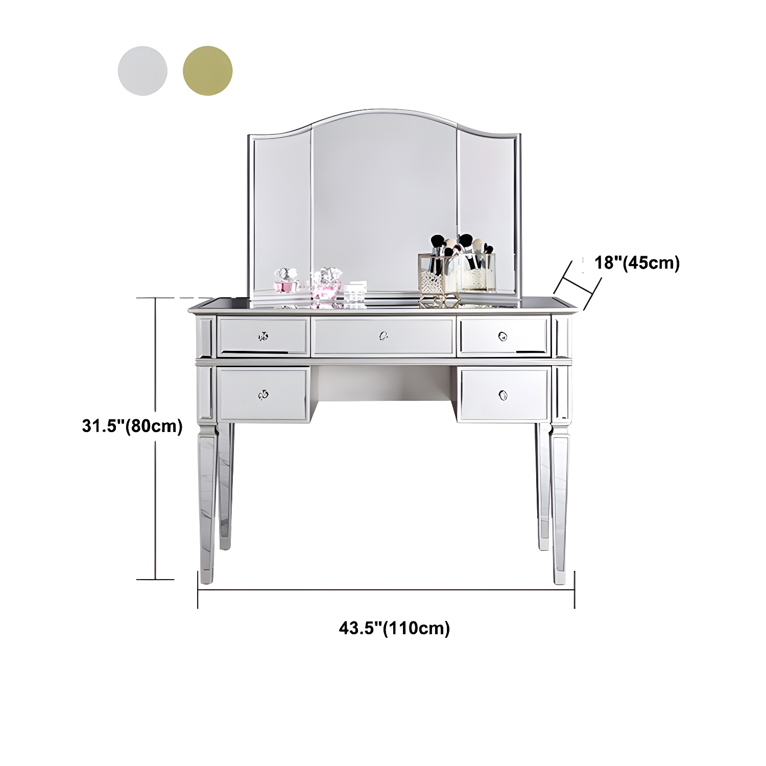 Solid Wood Vanity Dressing Table Set Contemporary Makeup Counter with Drawers - image 13