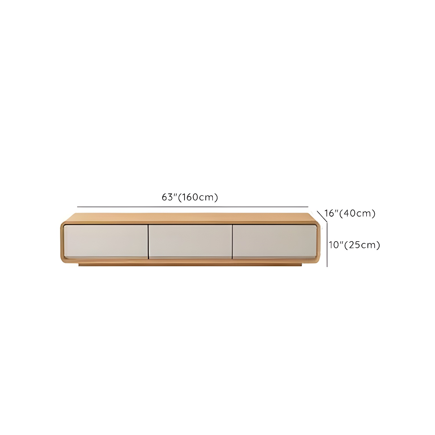 Contemporary Oblong Wood TV Stand in Natural and White with Drawers - image 12