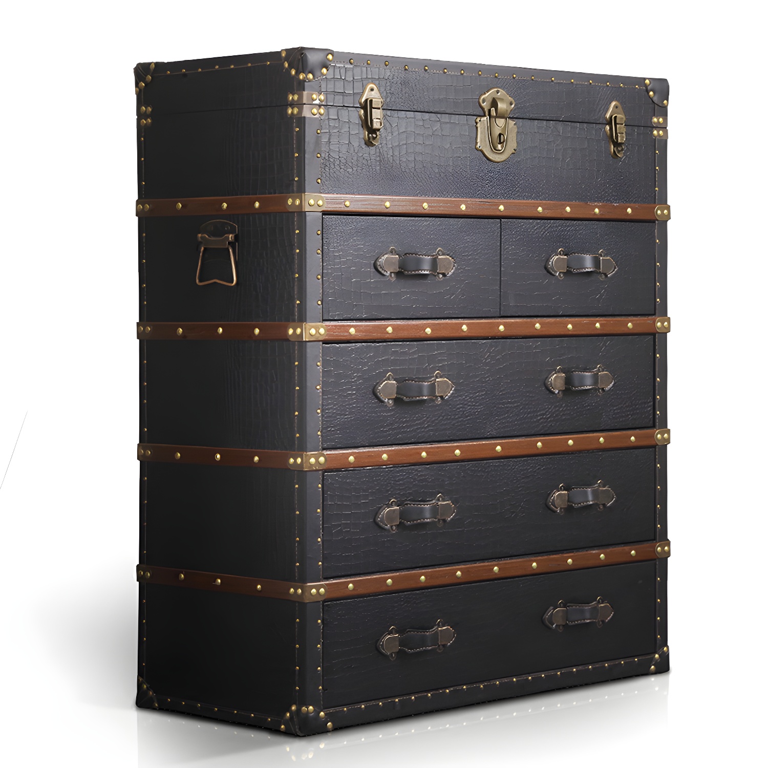 Rustic Leather Chest Vertical Chest with Drawers for Bedroom - image 2