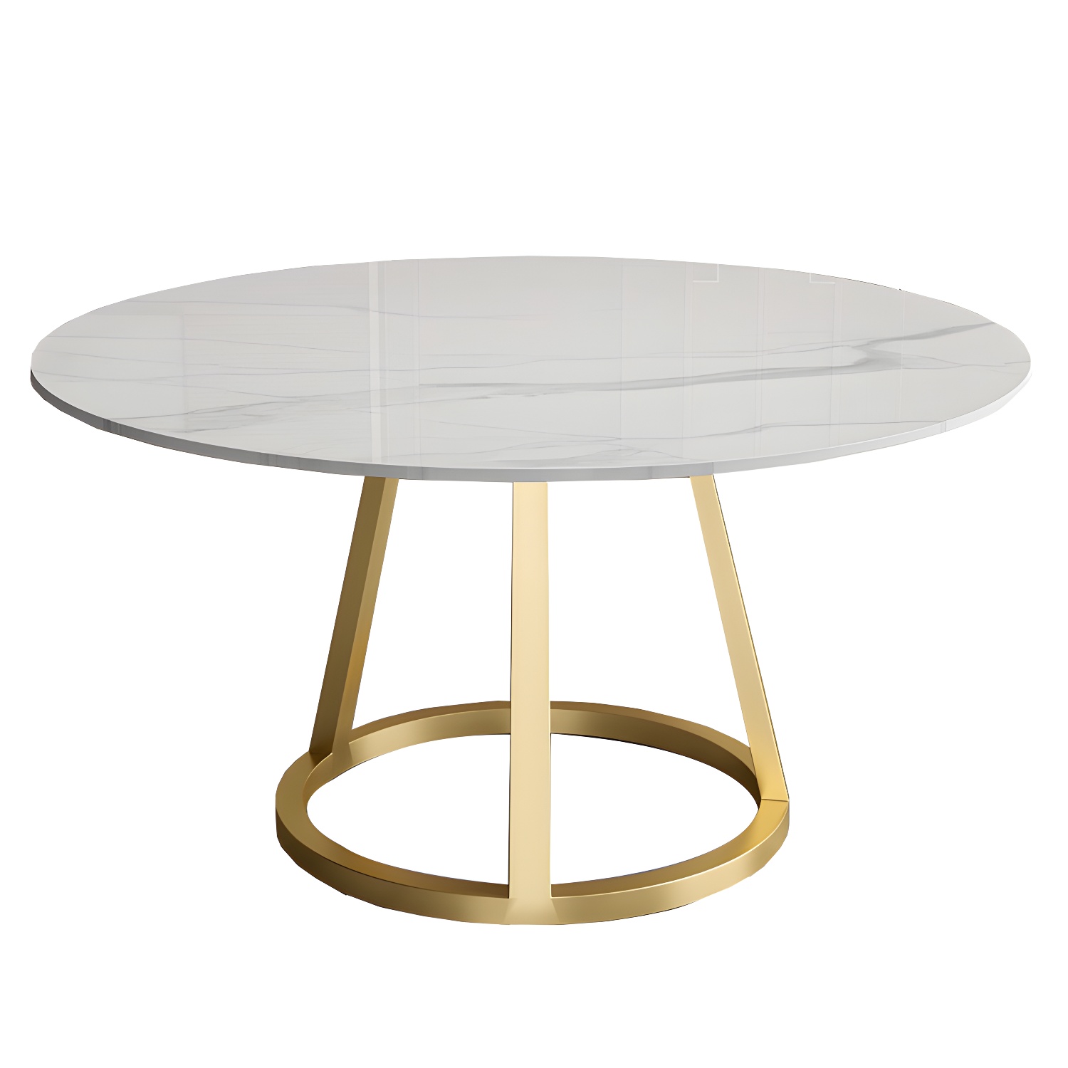 Round Marble Top Dining Table in White Traditional Luxury Dining Table