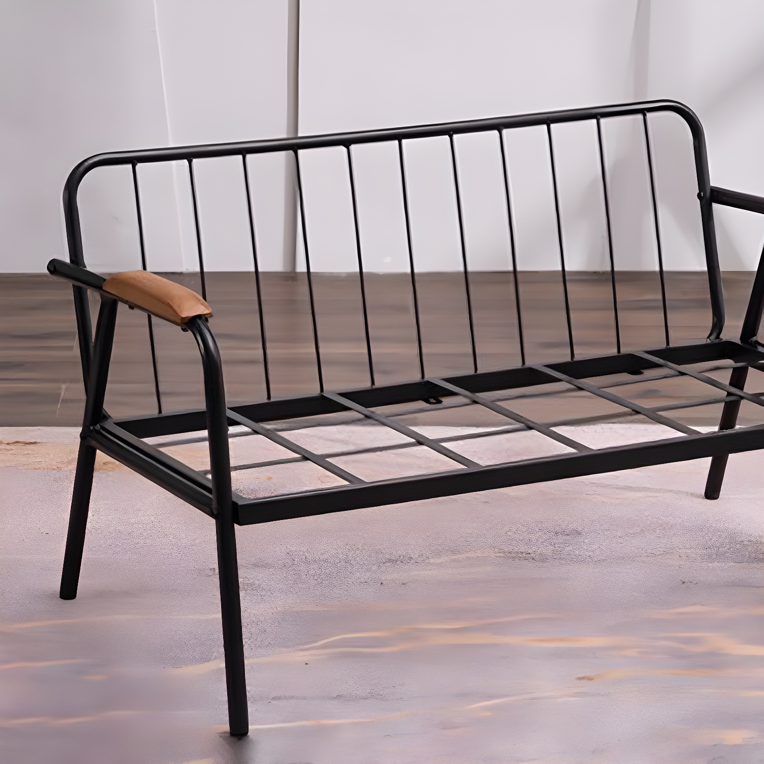 Black Industrial Linen Sofa with Bolster Pillows 29.53"High Square Arm Sofa - image 19