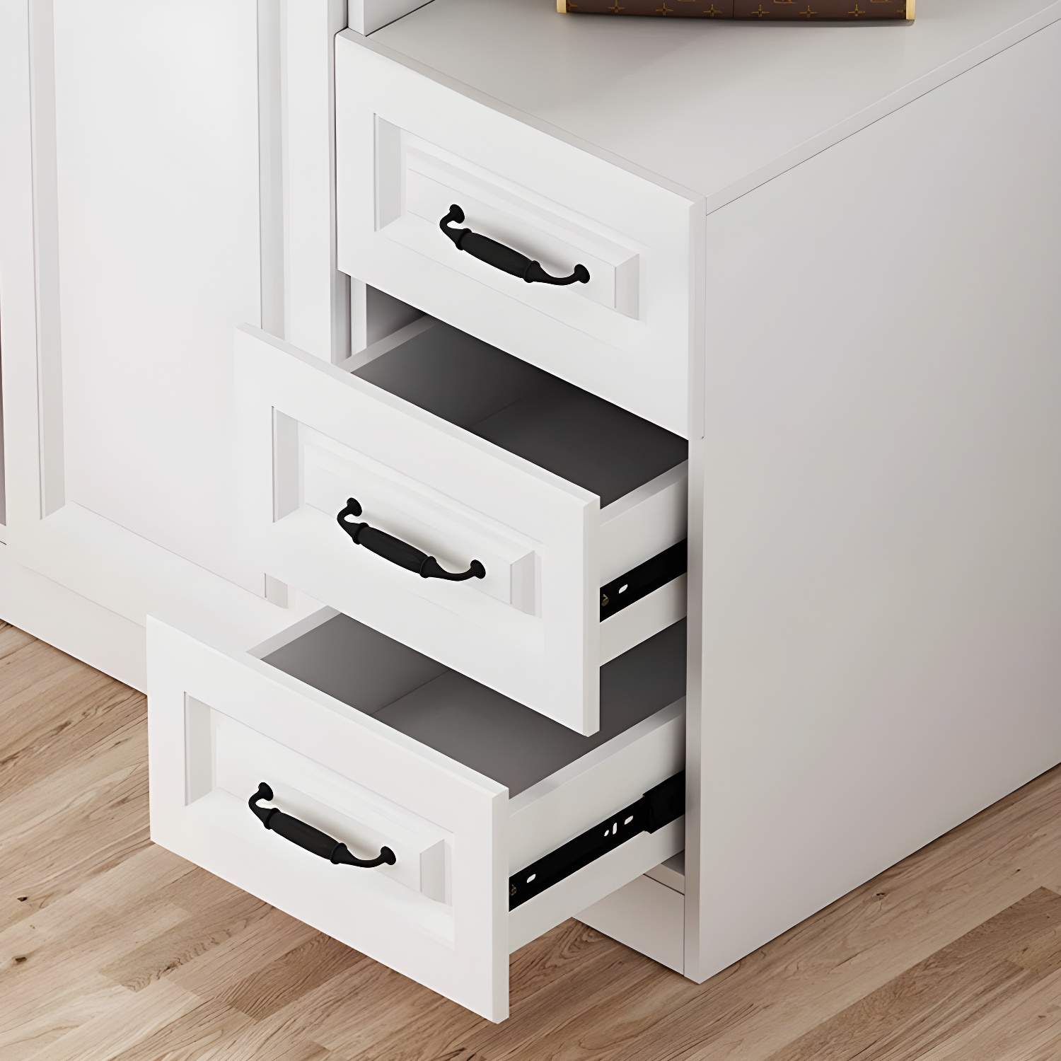 White Wood Wardrobe Armoire with Drawers, Shelves, and Clothing Rod - image 7