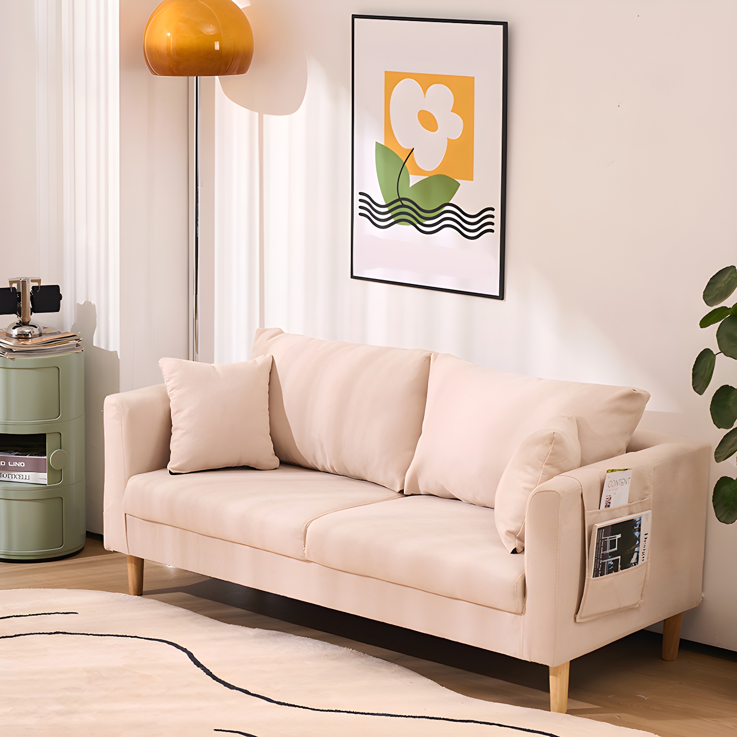 21.25" High Sofa with 2 Pillows Velvet Tuxedo Arm Sofa with Storage - image 12