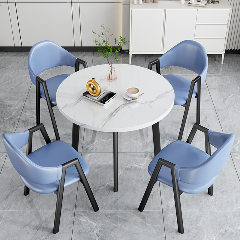 Dining Table Set with Rounded Shape and Padded Chair Back, Featuring Armrest and White Separable Table Top - image 10