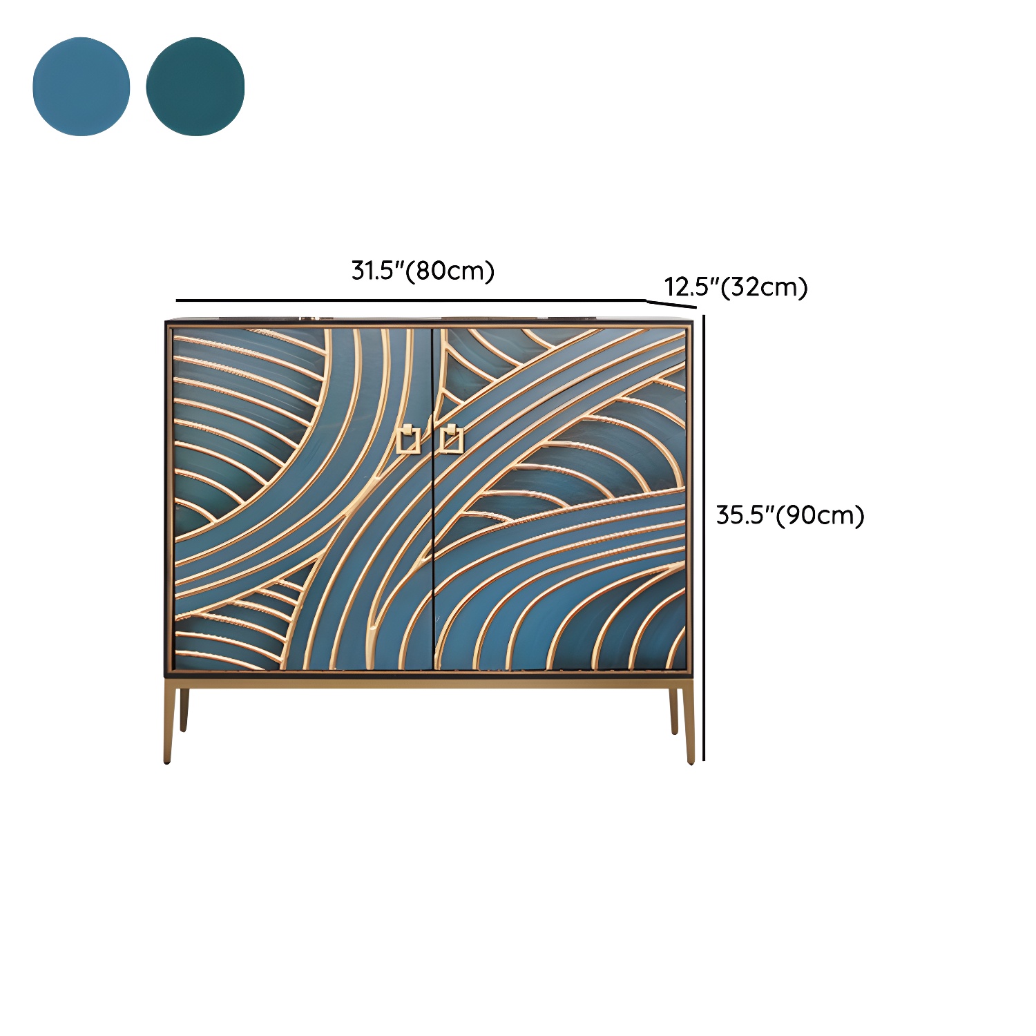 Gold Legs 35.4" High Sideboard Cabinet Glam Style Wood Buffet Table - image 11