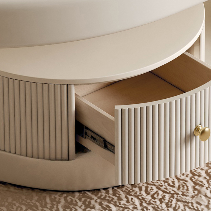 Minimalist Oval Wooden Coffee Table with 1 Shelf and White Top - image 5