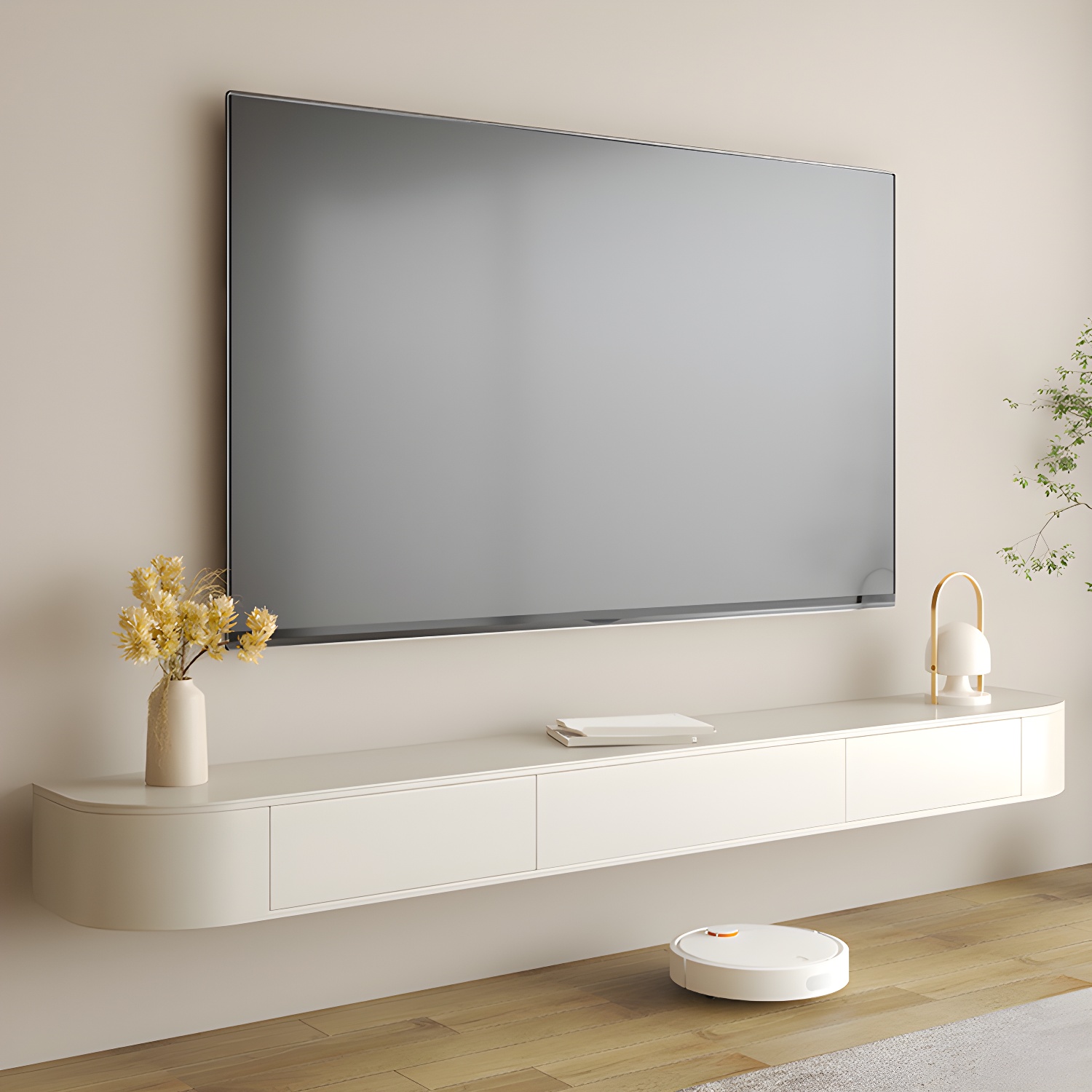 Enclosed Storage Media Console TV Stand Modern TV Stand Console with Drawers