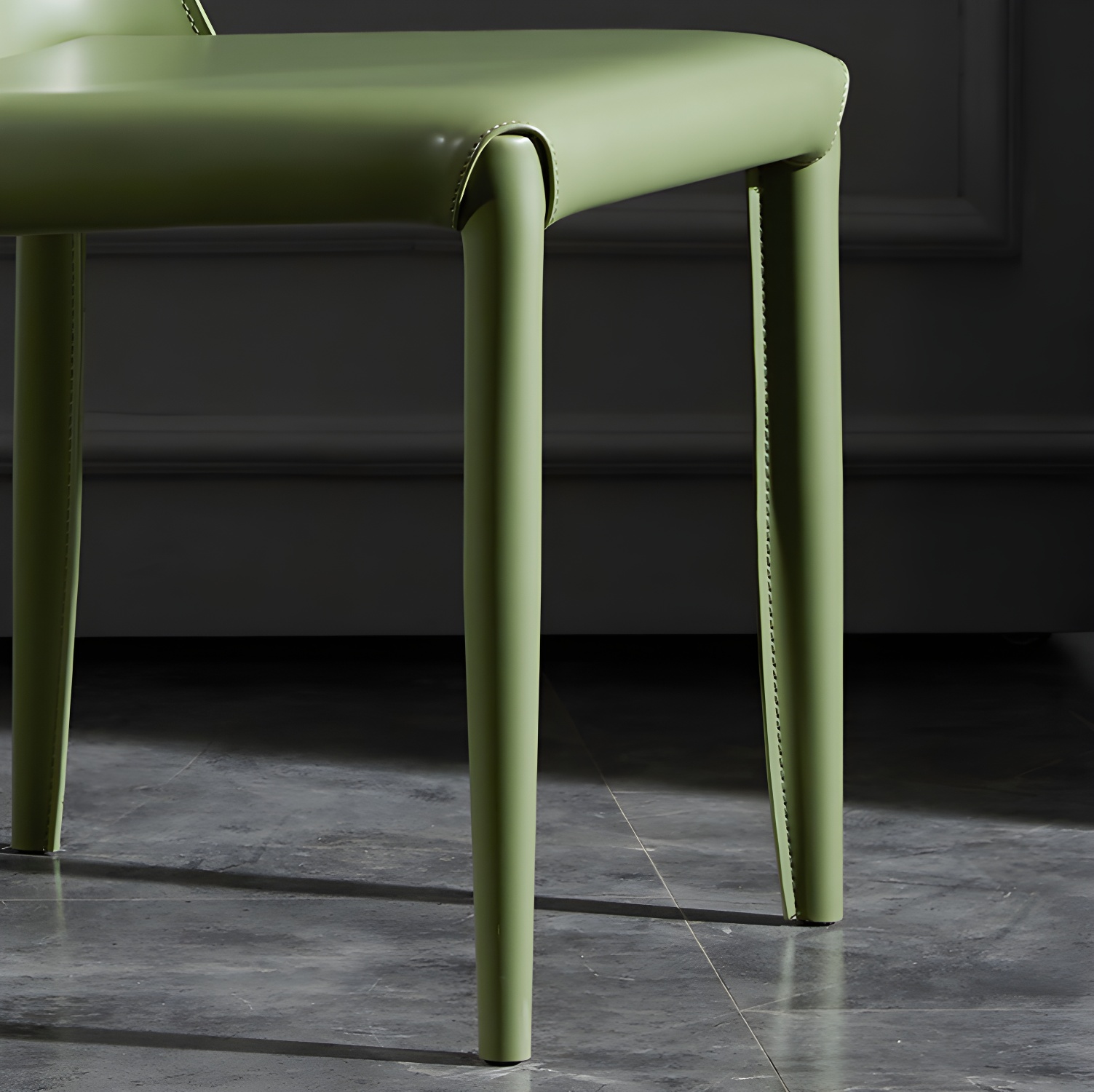 Solid Back Armless Dining Chairs Indoor Leather Side Chairs with Metal Legs - image 17