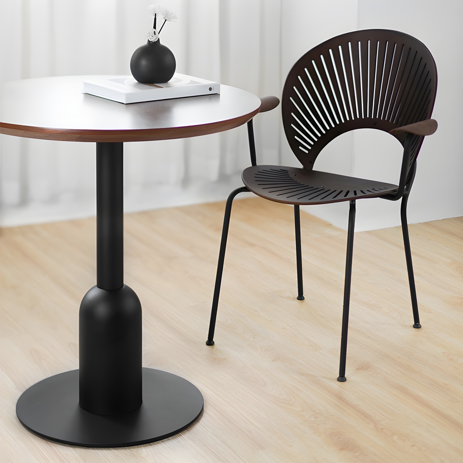 Industrial Style Dining Site Table MDF Dining Room Furniture with Pedestal Base - image 13