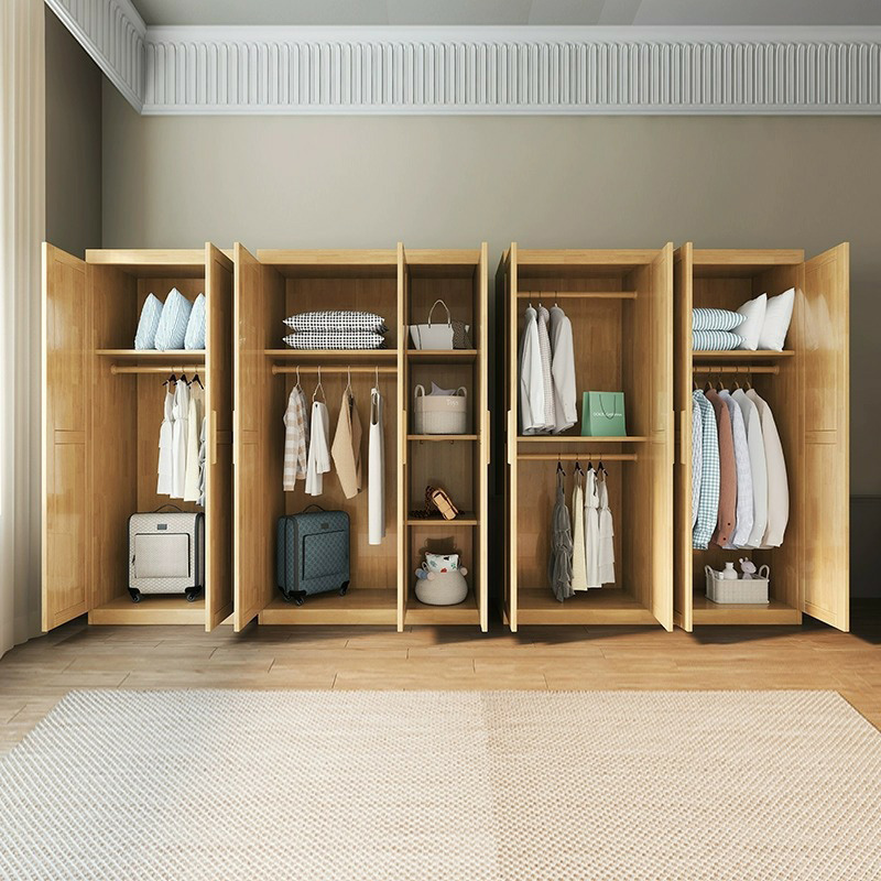 Contemporary Freestanding Wooden Wardrobe Closet with Interior Shelves&Hanging Rod&Soft Close Door - image 6