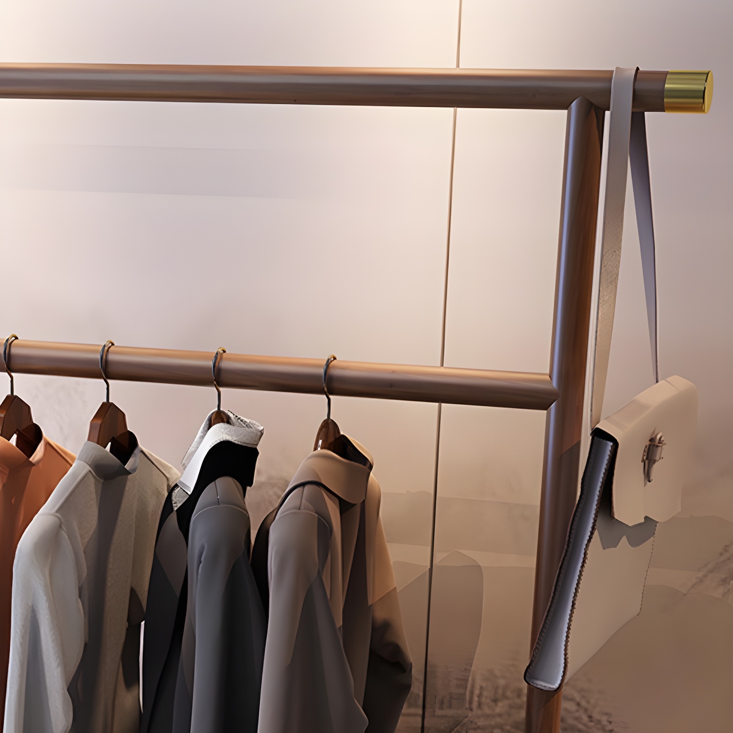 Contemporary Movable Wardrobe Wooden Bedroom Armoire with Drawers - image 10