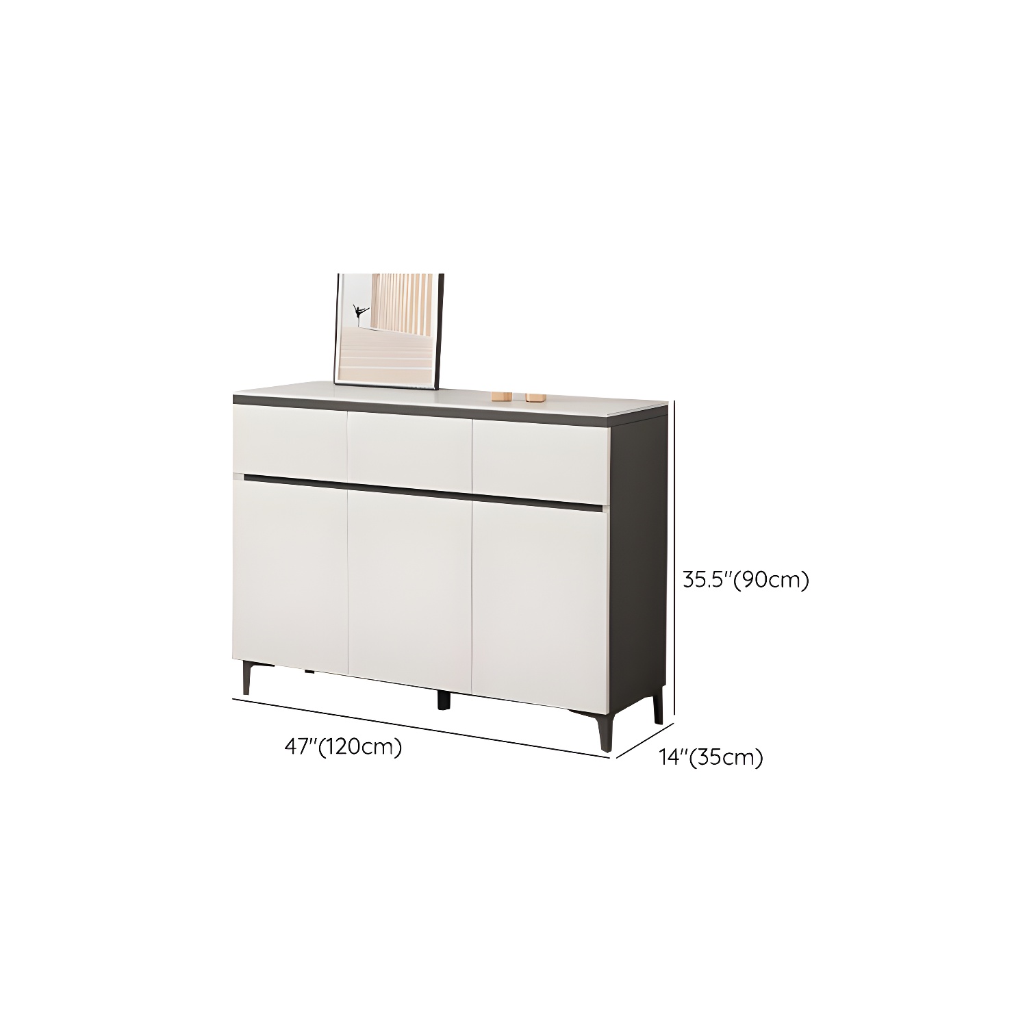 Wooden Modern Stone Countertop Buffet Sideboard with Drawers for Living Room - image 17