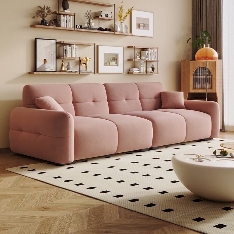 Modish Solid Color Stain Resistant Standard Sofa in Grey/Rose/Emerald Green with 4-seater/5 Person/6-Seater and 2 Pillows - image 6