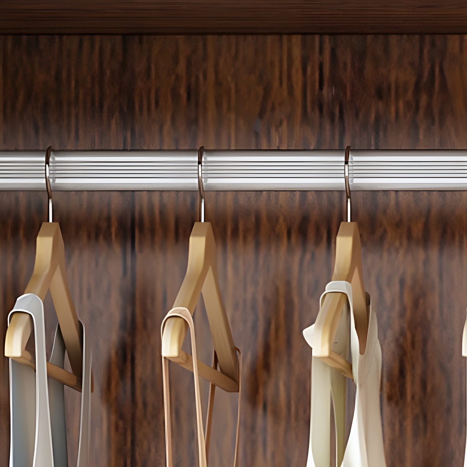 Contemporary Brown Wood Wardrobe Armoire with Clothing Rod & Shelves - image 7