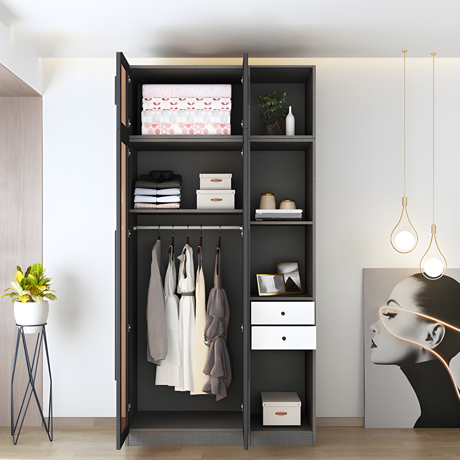 Contemporary Glass Wardrobe Soft Close Door Wardrobe Closet for Bedroom - image 10