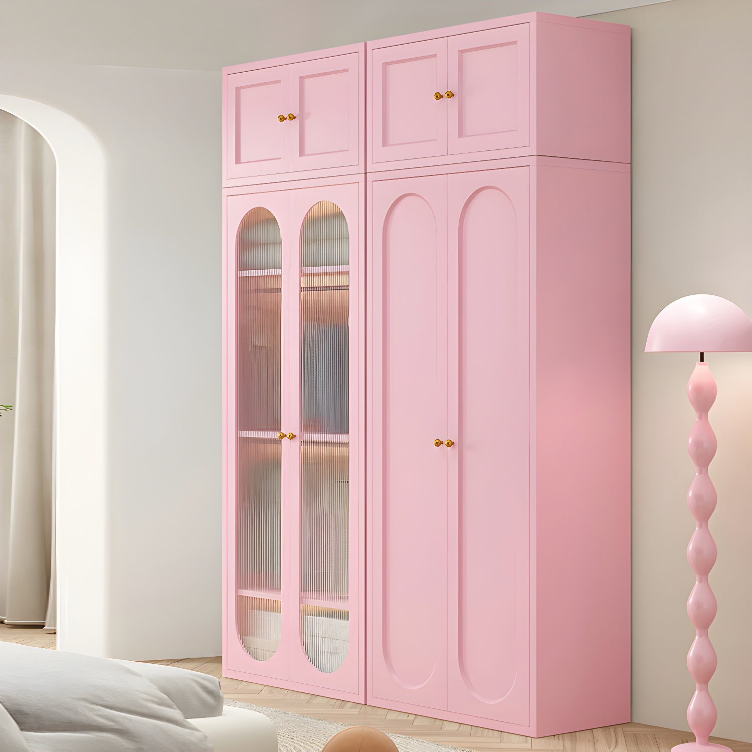 Stylish Wardrobe Armoire with Clothing Rod and Adjustable Shelves - image 7