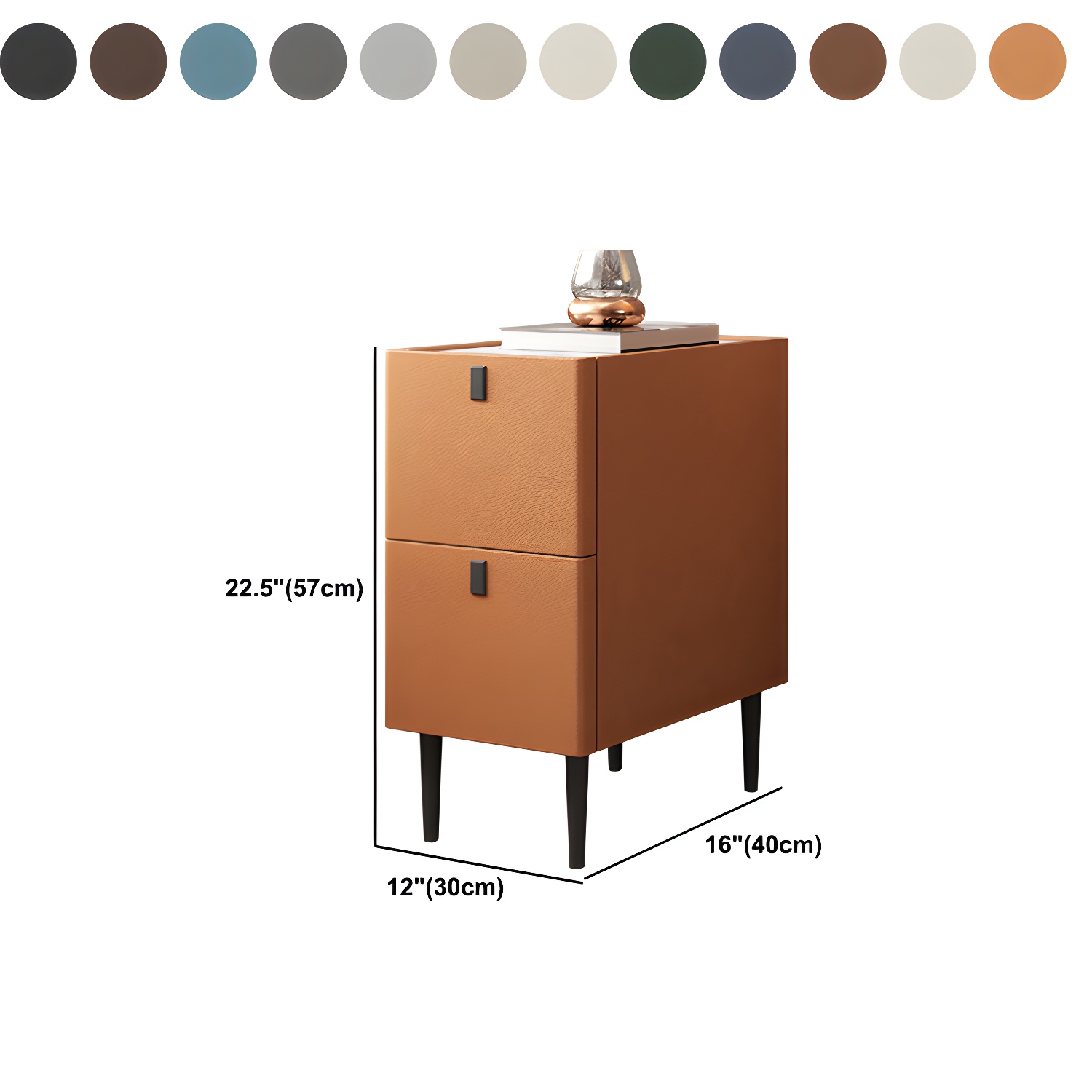 Modern Style Leather Polychromatic Choice of Black Cabinet Leg Nightstand - image 18