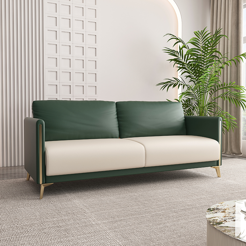 Modish Solid Color Scratch-durable Floor Sofa in Pleather with Gray/Chalk/Tangerine Color for 3/for 2 - image 5